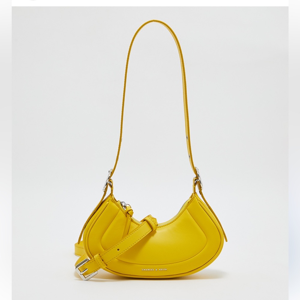 NEW! Charles & Keith Elegant Petra Curved Bag Yellow